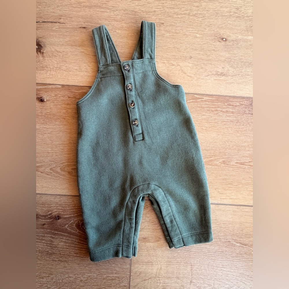 Cozy Green Baby Overalls
